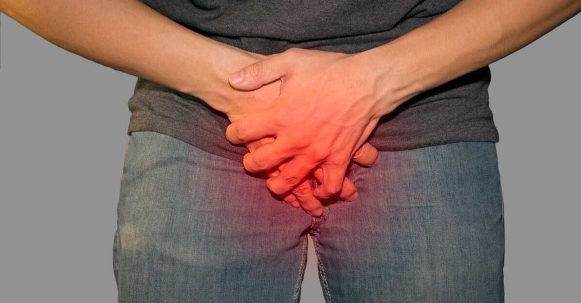 Pain in the groin during the pathological evacuation