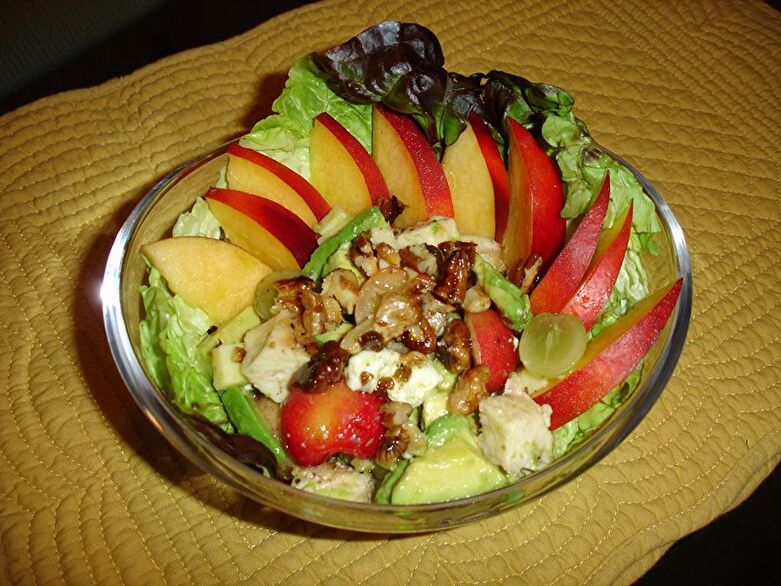 Salad with nuts-fruit salad for activity